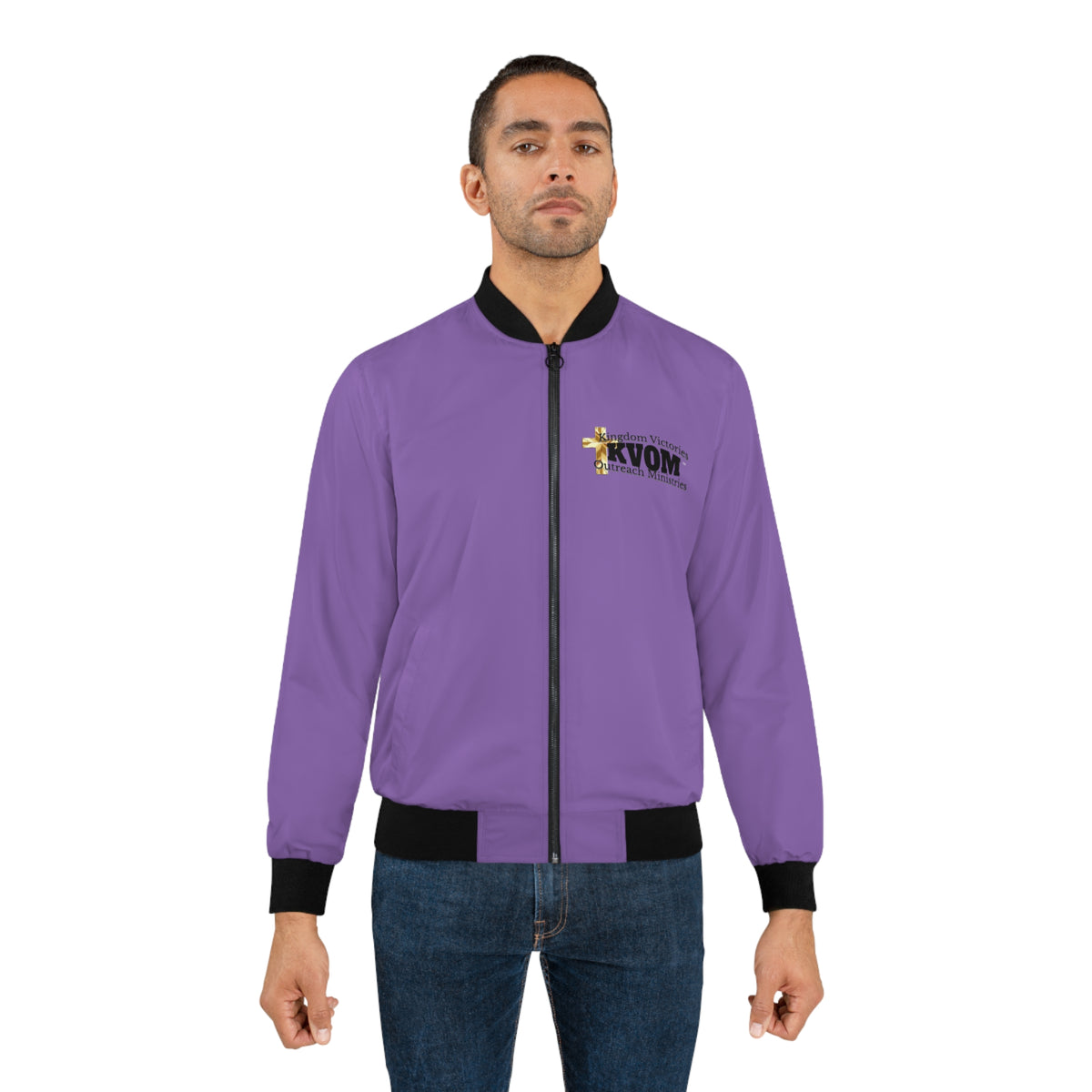 KVOM Logo Men's Bomber Jacket: Purple