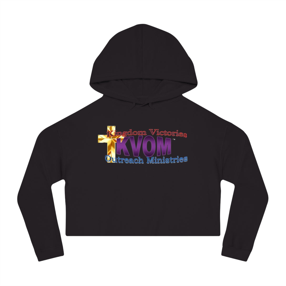 KVOM Logo Women’s Cropped Hoodie, Moses Temple Colored Logo