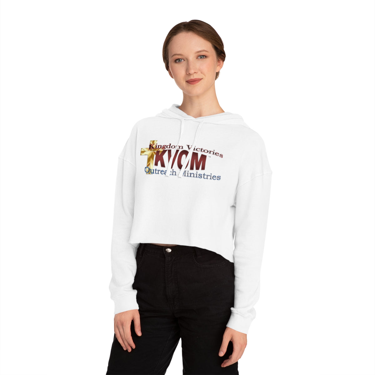 KVOM Logo Women’s Cropped Hoodie, Maroon Logo