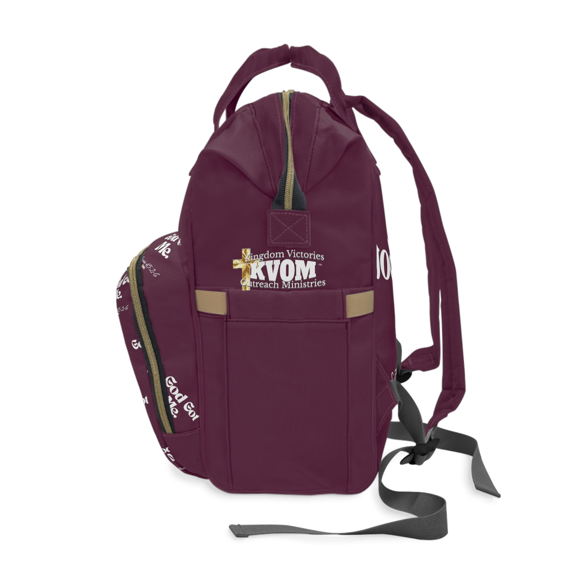 God Got Me KVOM Diaper Backpack, Maroon