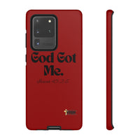 God Got Me KVOM Tough Case, Black Print, Red