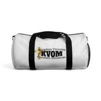 KVOM Logo Duffel Bag, White, Black Logo