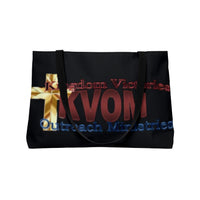 KVOM Logo Weekender Tote Bag, Black, Maroon Logo