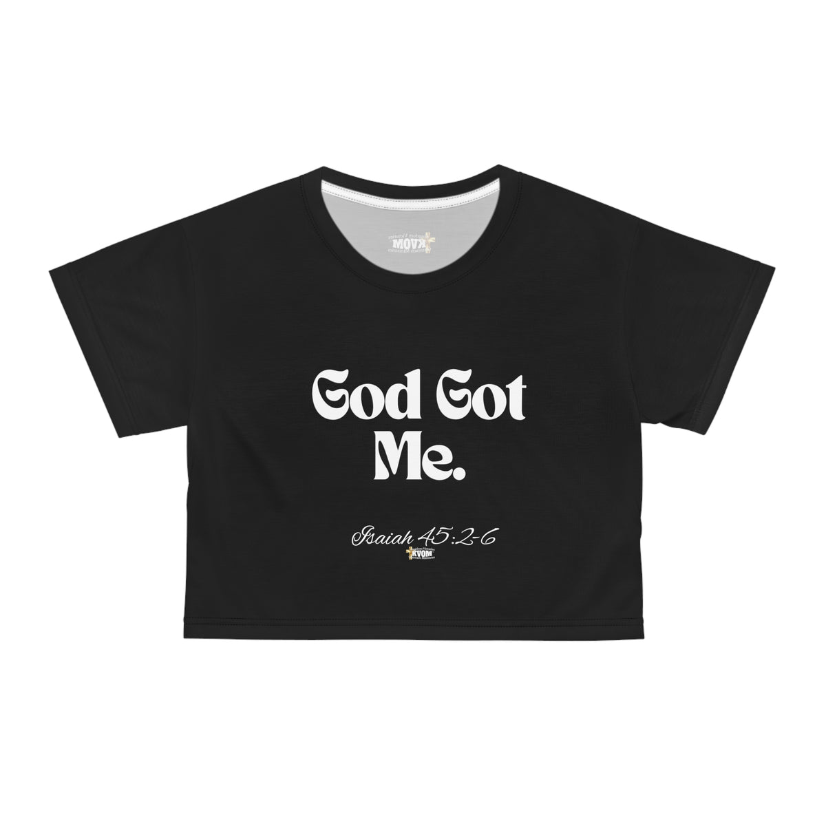 God Got Me Women's Crop Top, Black & White