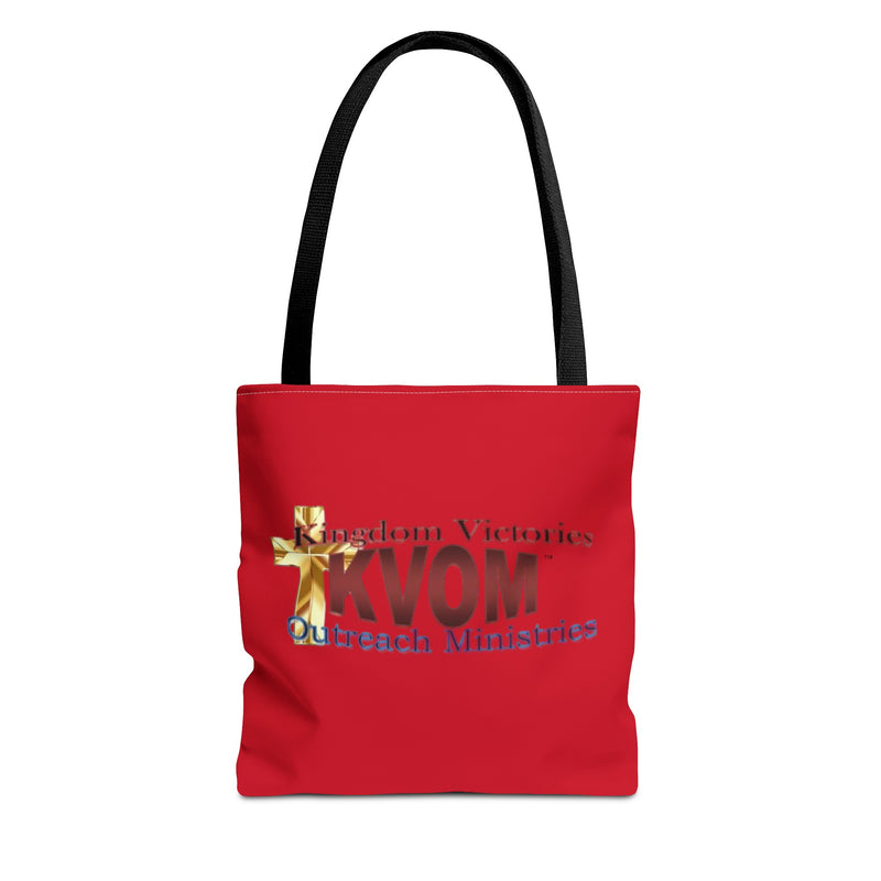 KVOM Logo Tote Bag, Red, Maroon Logo