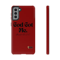 God Got Me KVOM Tough Case, Black Print, Red