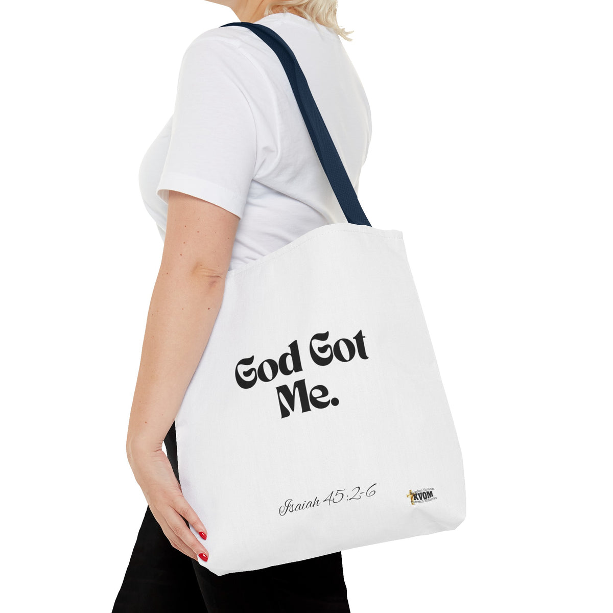 God Got Me Tote Bag White & Black