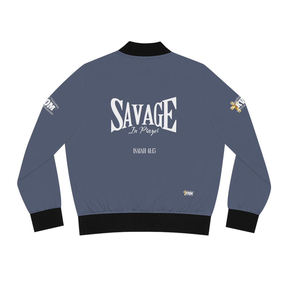 Savage in Prayer Women's Bomber Jacket, Indigo