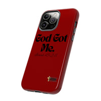 God Got Me KVOM Tough Case, Black Print, Red