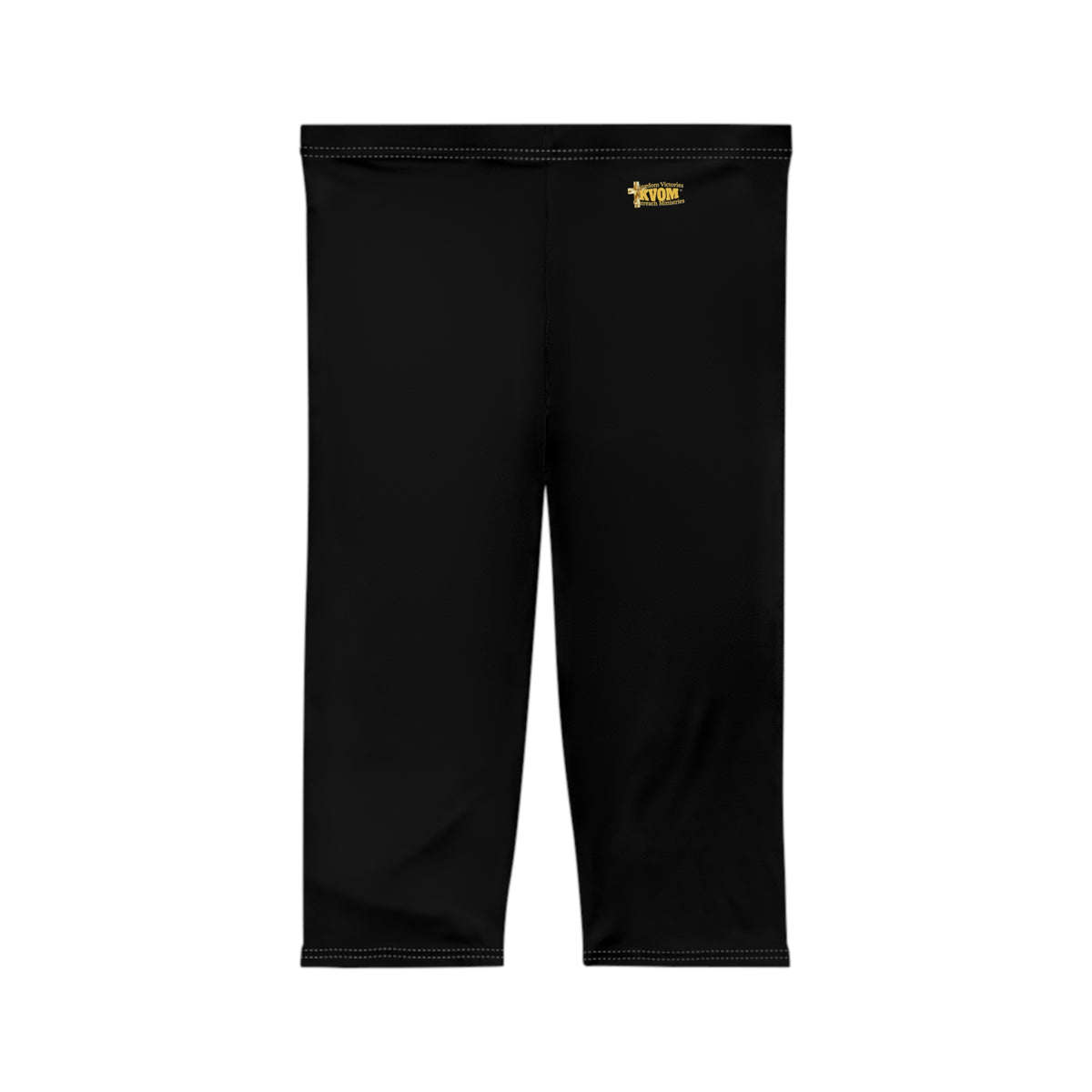 Women’s Mid-Length Leggings, Black, Yellow Gold KVOM Logo