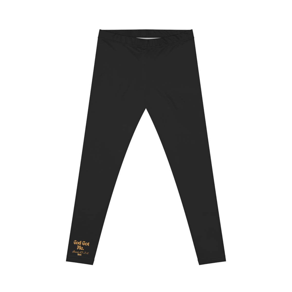 God Got Me Women's Casual Leggings, Black, Gold Logo