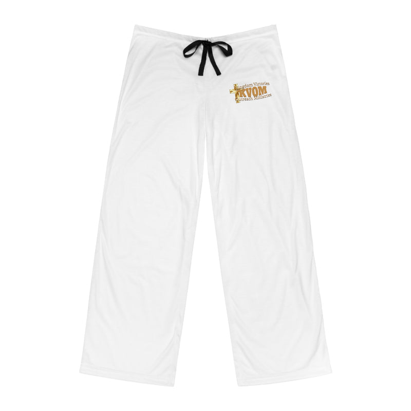 KVOM Men's Pajama Pants, White, True Gold Logo