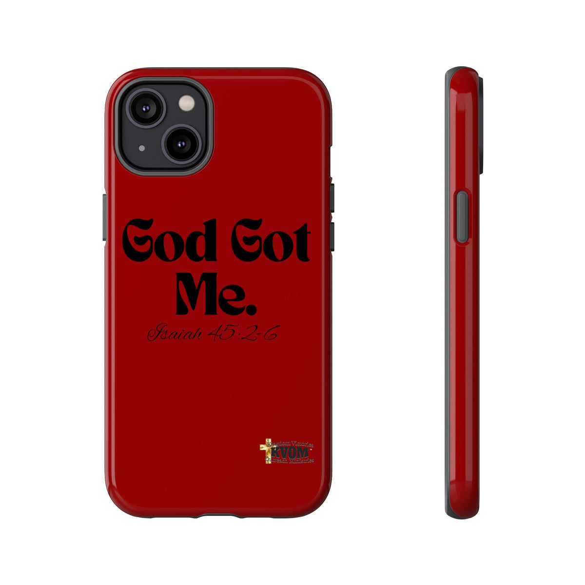 God Got Me KVOM Tough Case, Black Print, Red