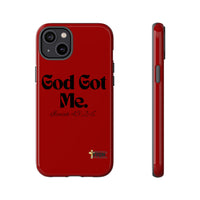 God Got Me KVOM Tough Case, Black Print, Red