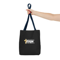 KVOM Logo Tote Bag, Black, White Logo