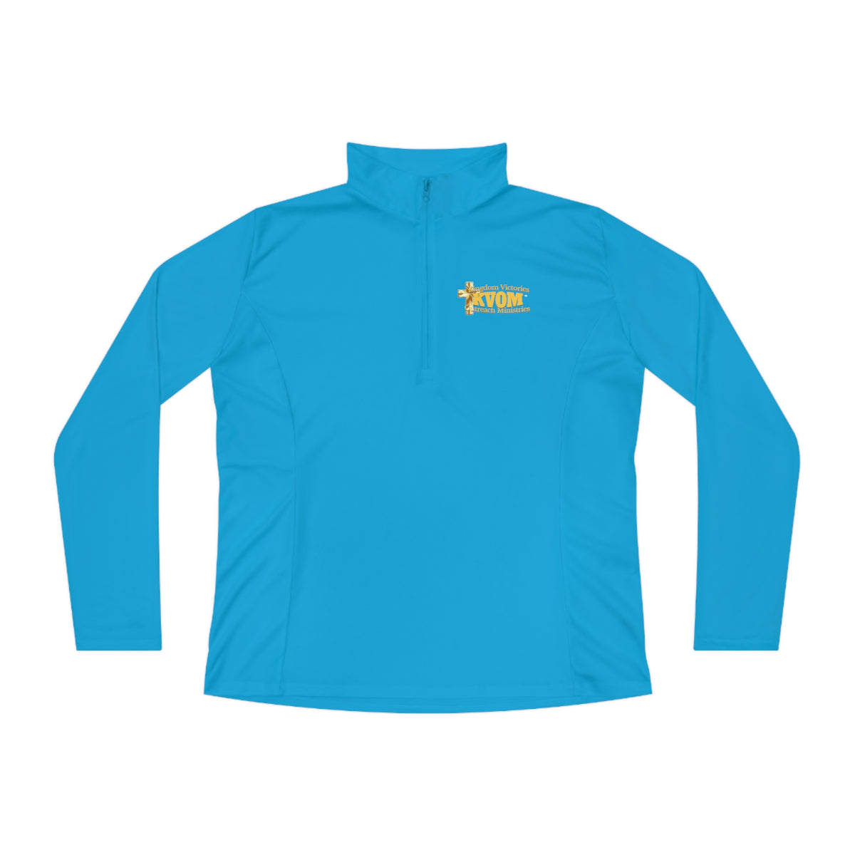 KVOM Logo Yellow Gold Ladies Zip-Collar Sporty Pullover