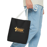 KVOM Logo Tote Bag, Black, True Gold Logo