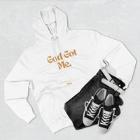 God Got Me Three-Panel Fleece Hoodie: Black, White, Gold Print