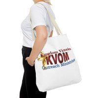 KVOM Logo Tote Bag, White, Maroon Logo