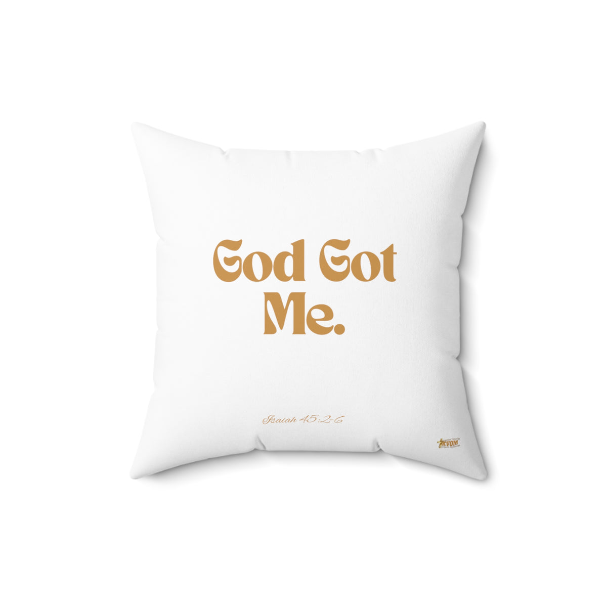 God Got Me Square Pillow, White, Gold Print