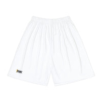 God Got Me Men’s Sports Shorts, White & Black