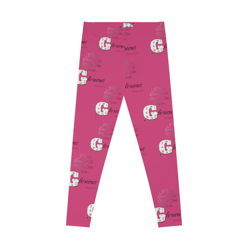 Make His Praise Glorious Stretchy Leggings, Watermelon Pink