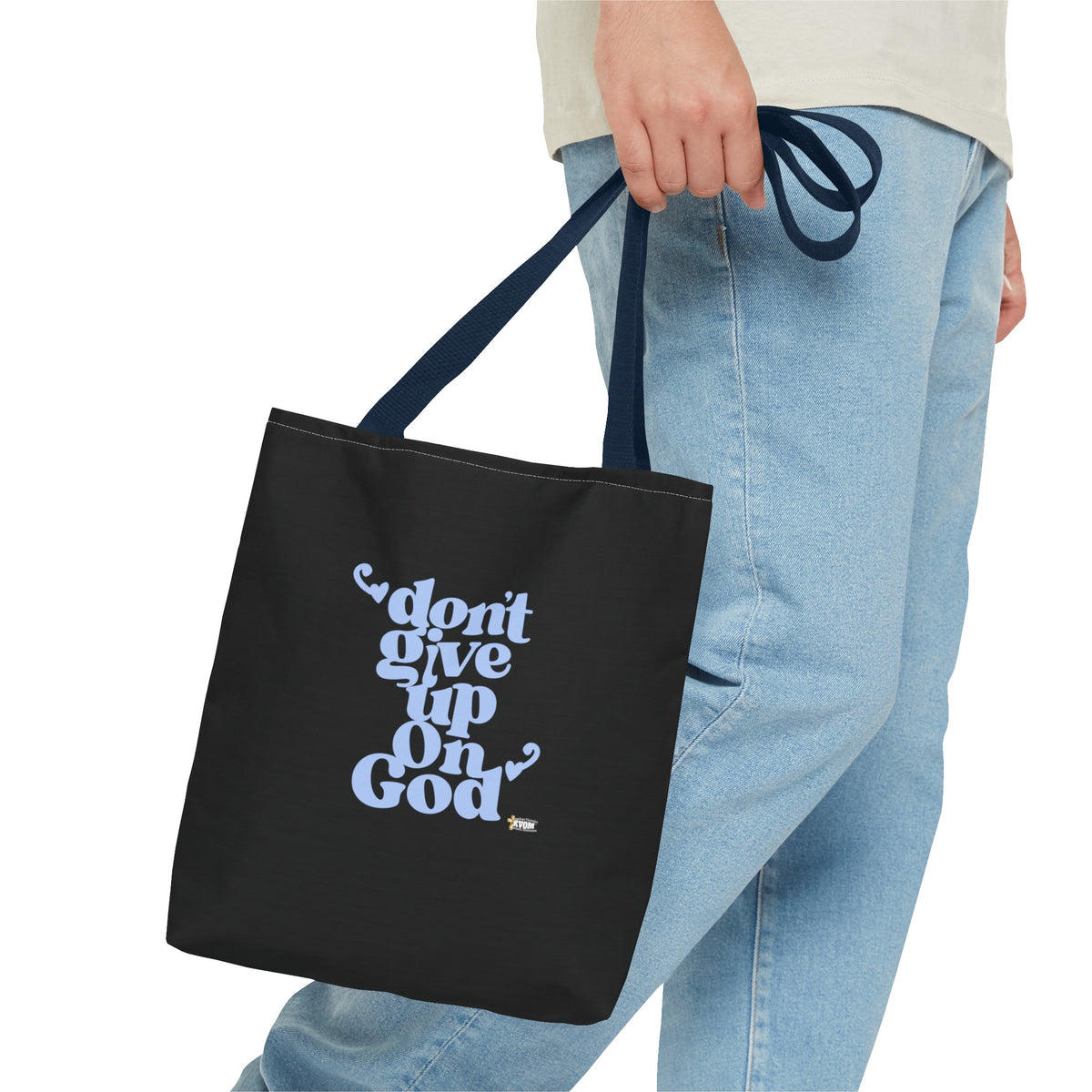 Don't Give Up On God Tote Bag, Black