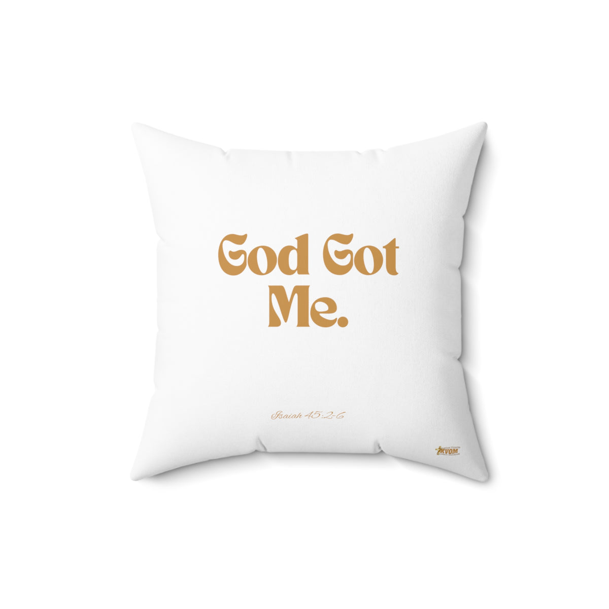 God Got Me Square Pillow, White, Gold Print