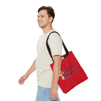 KVOM Logo Tote Bag, Red, Maroon Logo