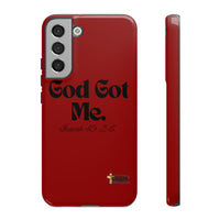 God Got Me KVOM Tough Case, Black Print, Red