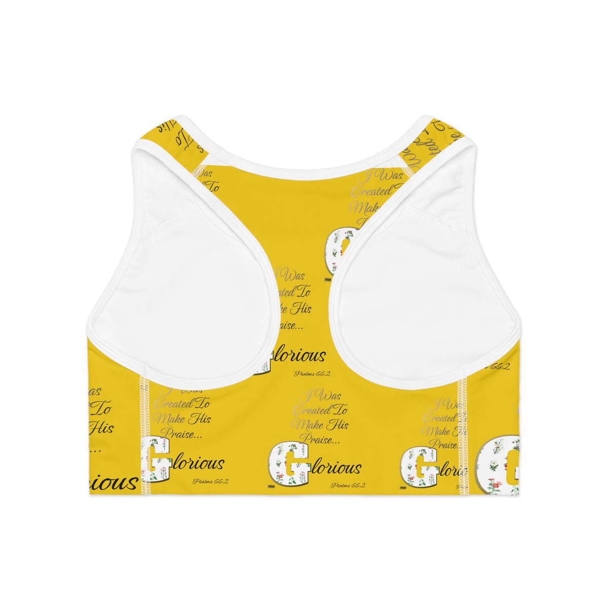 Make His Praise GLORIOUS Sports Bra, Yellow