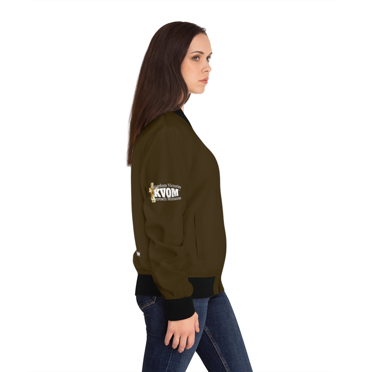 Savage in Prayer Women's Bomber Jacket, Brown