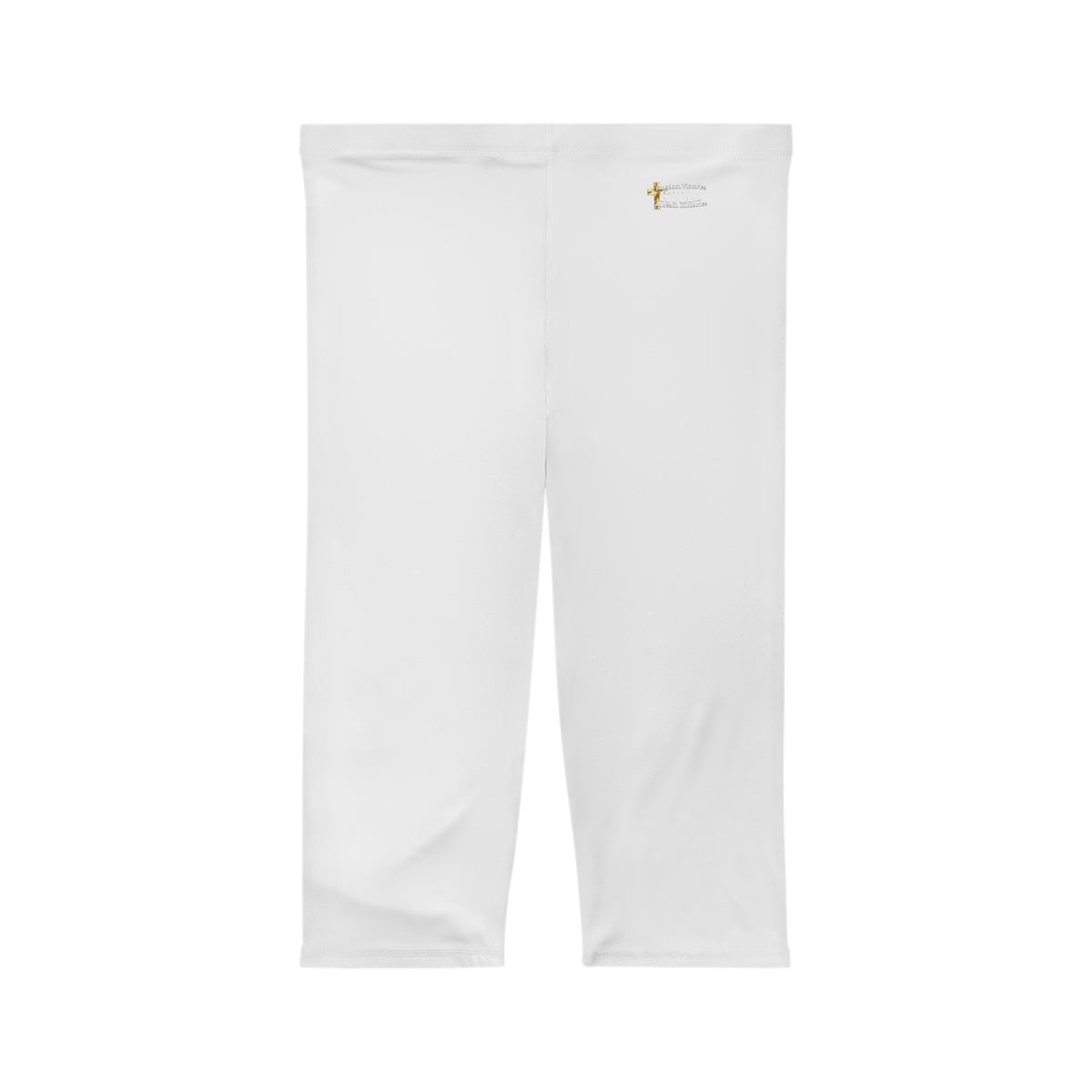 Women’s Mid-Length Leggings, White, White KVOM Logo