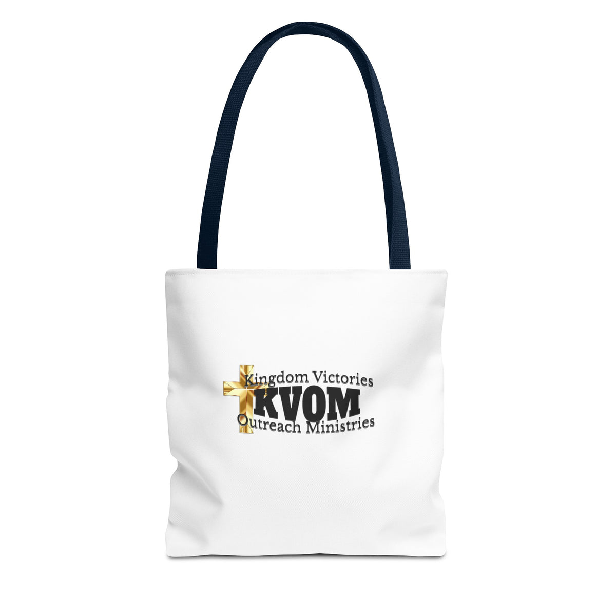 KVOM Logo Tote Bag, White, Black Logo