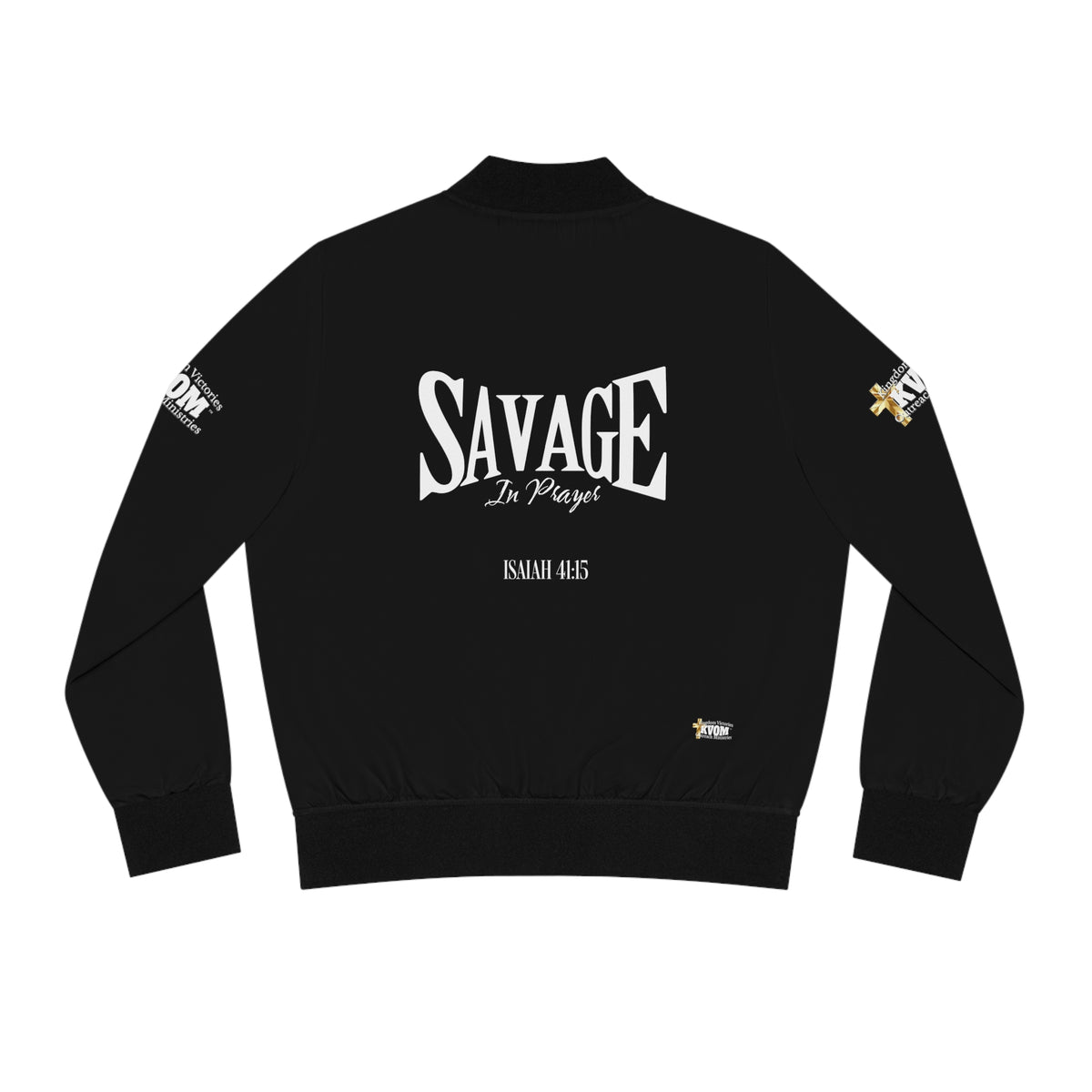 Savage in Prayer Women's Bomber Jacket, Black