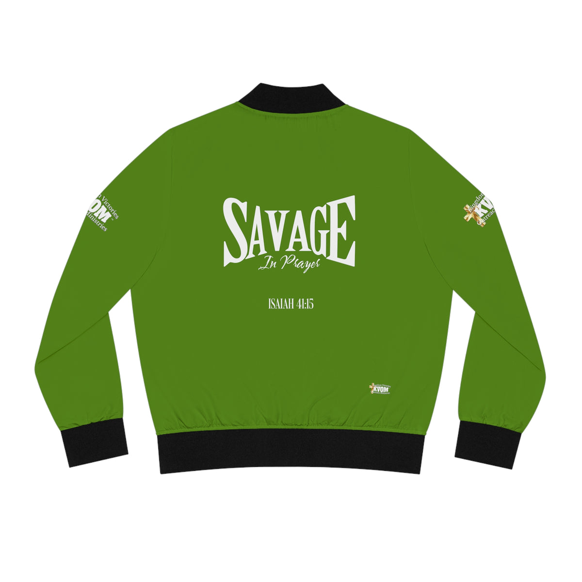 Savage in Prayer Women's Bomber Jacket, Lime