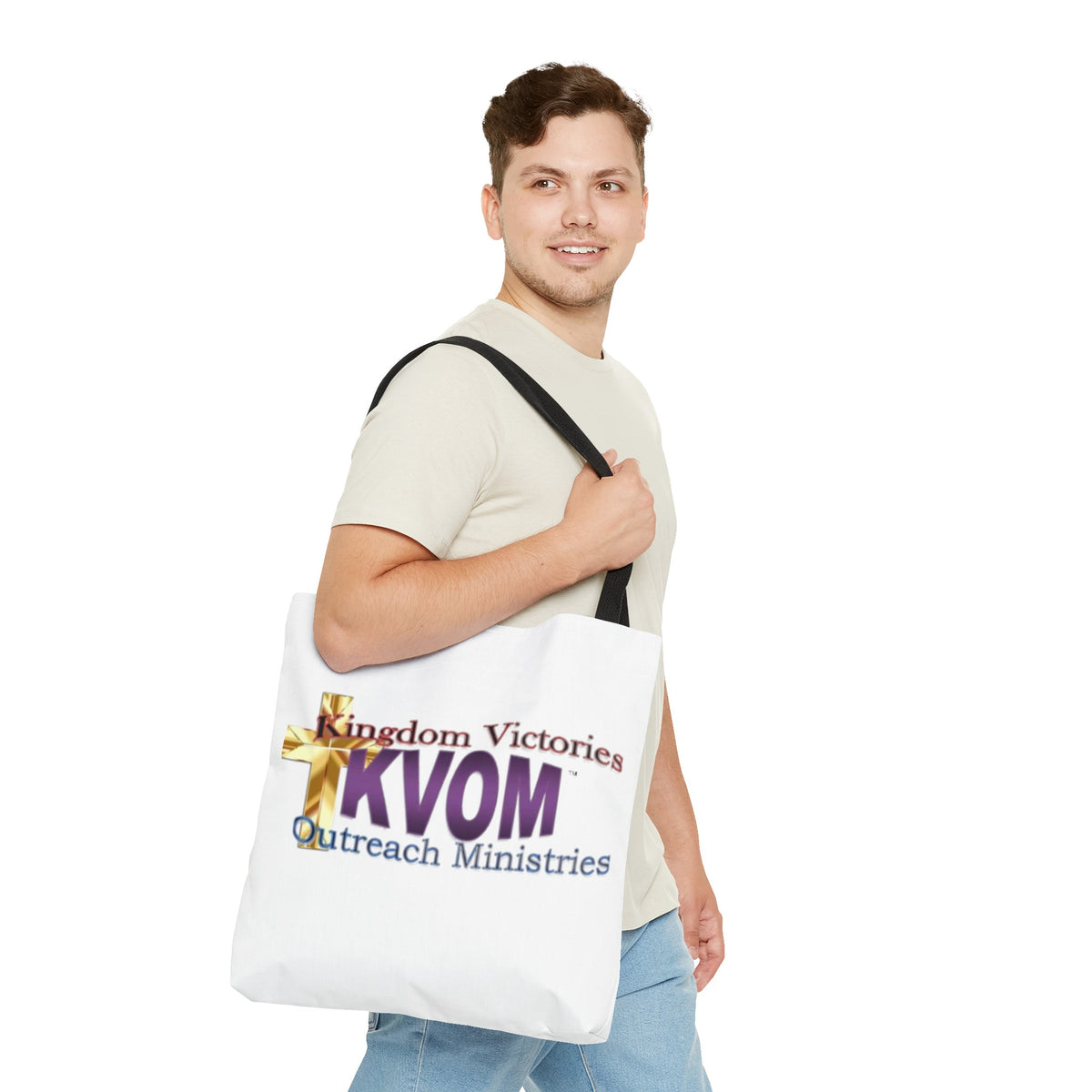 KVOM Logo Tote Bag, White, Moses Temple Colored Logo