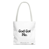 God Got Me Tote Bag White & Black