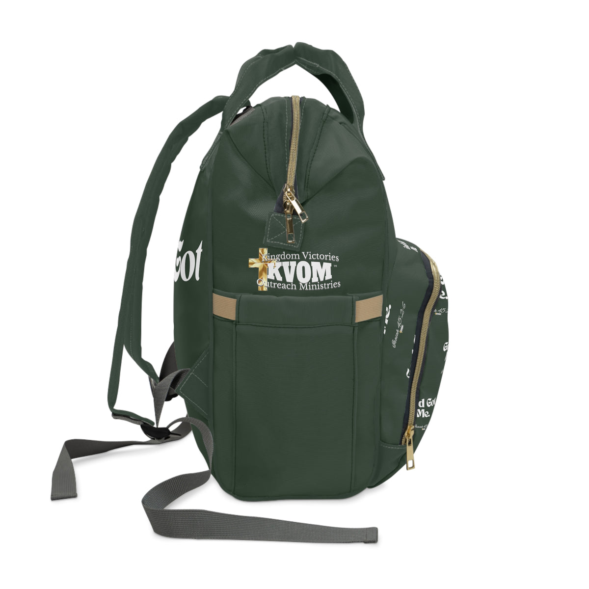 God Got Me KVOM Diaper Backpack, Forest Green