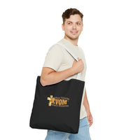 KVOM Logo Tote Bag, Black, True Gold Logo