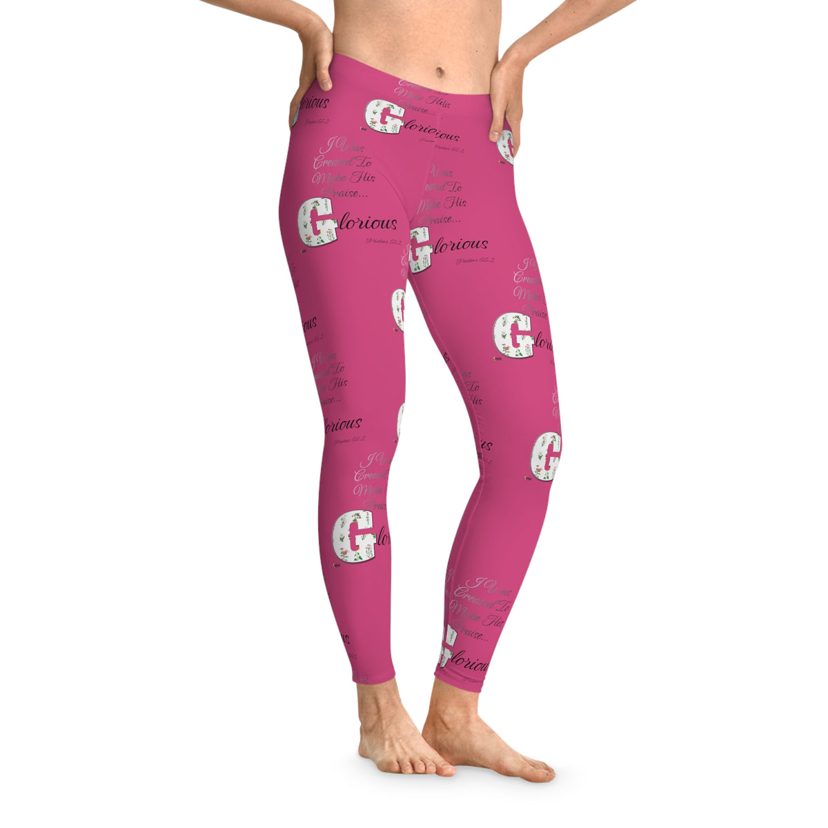 Make His Praise Glorious Stretchy Leggings, Watermelon Pink