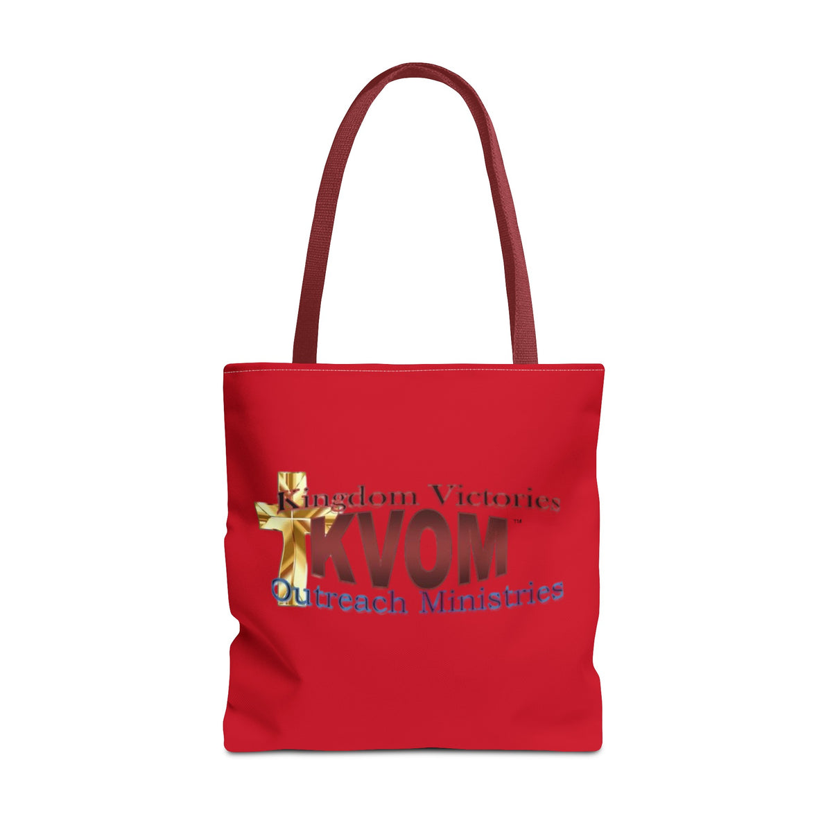 KVOM Logo Tote Bag, Red, Maroon Logo