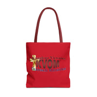 KVOM Logo Tote Bag, Red, Maroon Logo