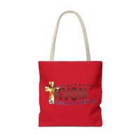 KVOM Logo Tote Bag, Red, Maroon Logo