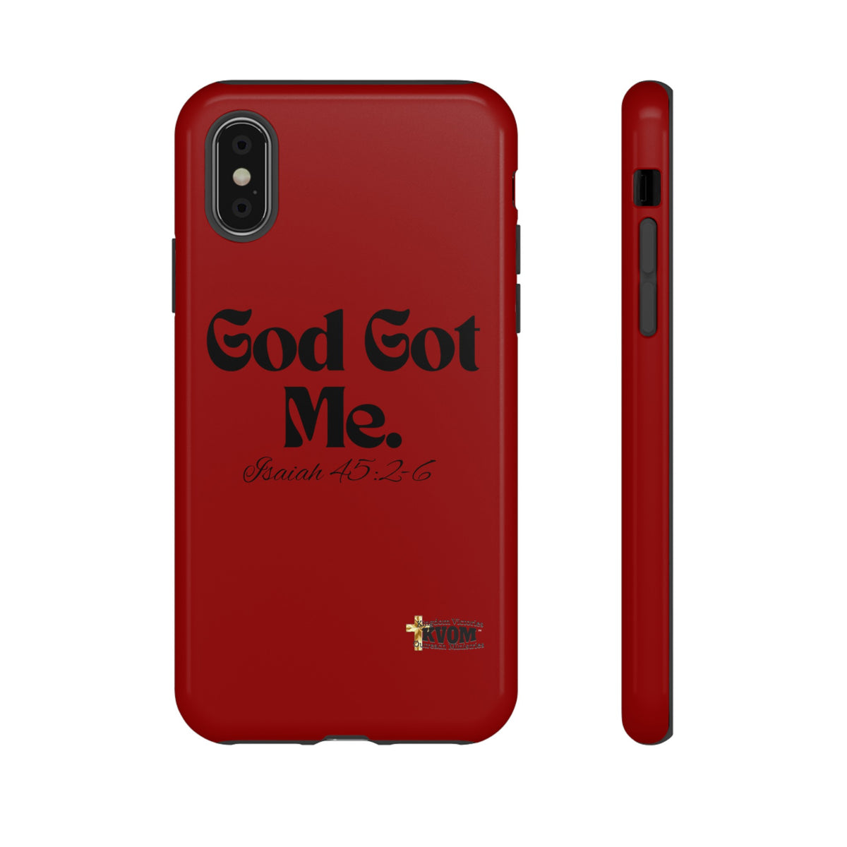 God Got Me KVOM Tough Case, Black Print, Red