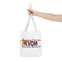 KVOM Logo Tote Bag, White, Maroon Logo