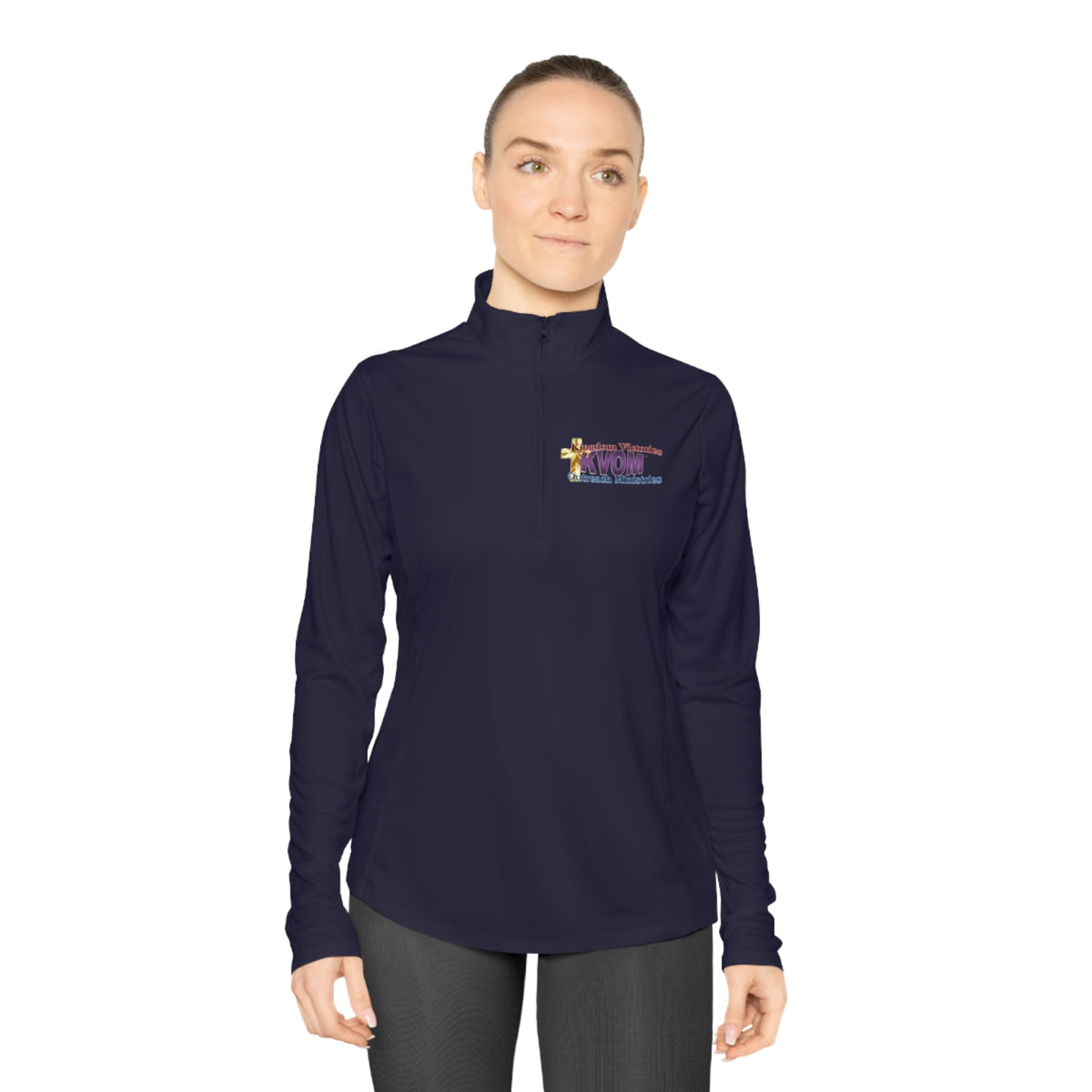 KVOM Logo Moses Temple Colored Ladies Zip-Collar Pullover