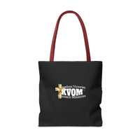 KVOM Logo Tote Bag, Black, White Logo