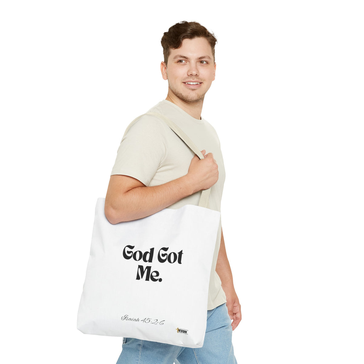 God Got Me Tote Bag White & Black