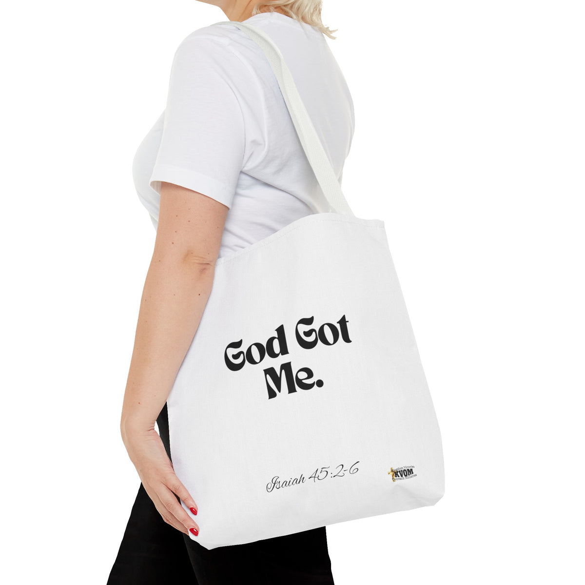 God Got Me Tote Bag White & Black